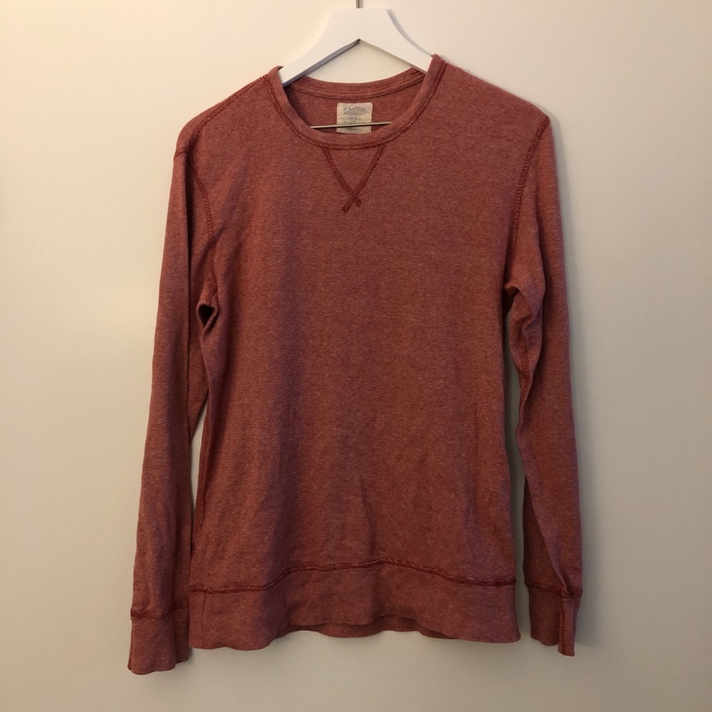 J. Crew Red Fine-striped Long Sleeve T Shirt